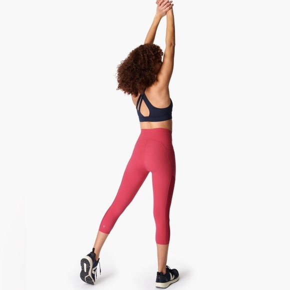 SWEATY BETTY Rose Pink Power High-Waisted Cropped Gym Leggings Size XS - Picture 5 of 10